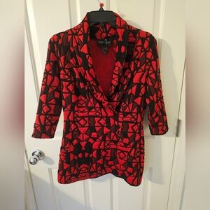 Frank Lyman Red And Black Quilted Top Size 8